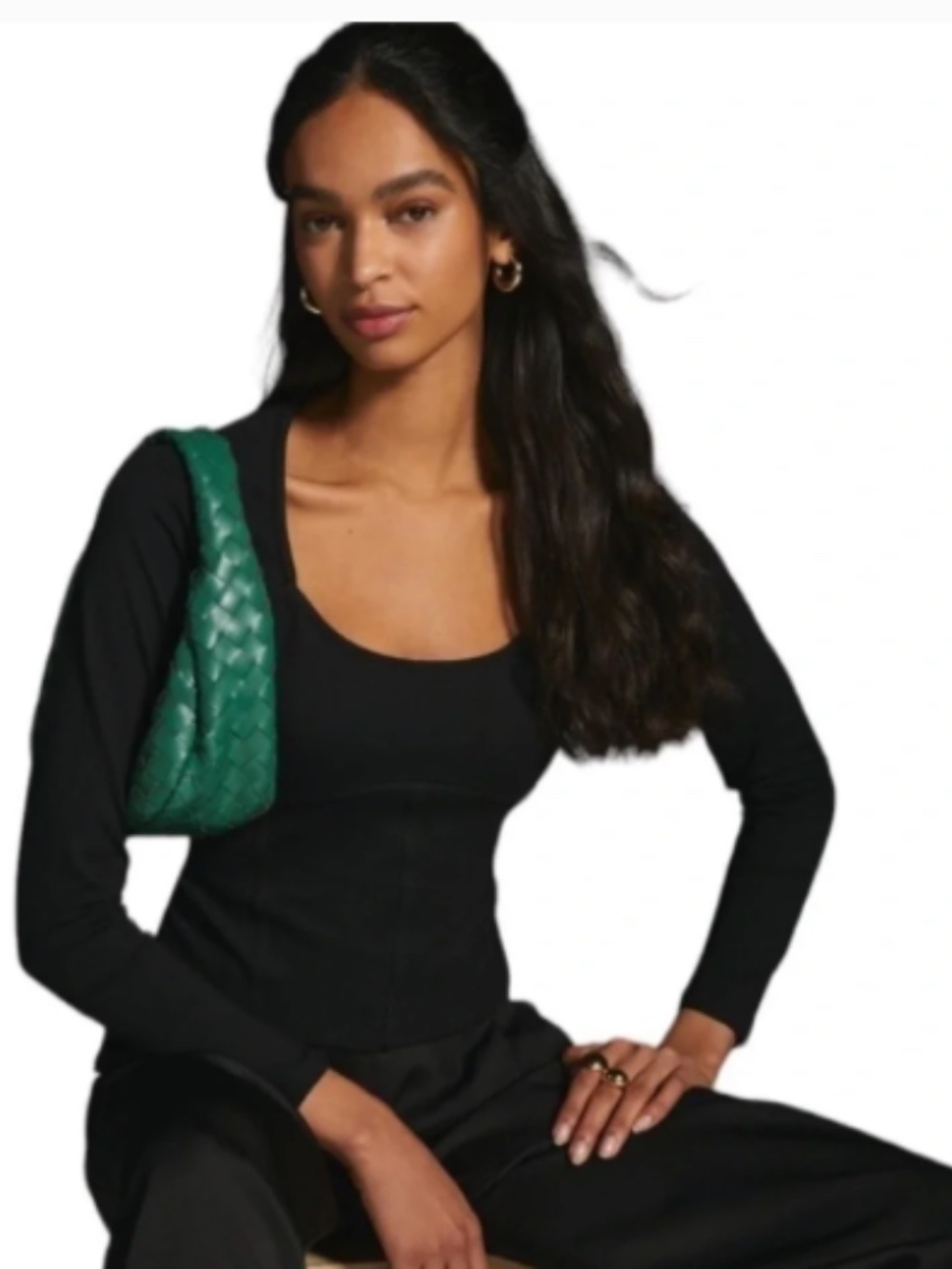Anthropologie Black Long Sleeve Top
